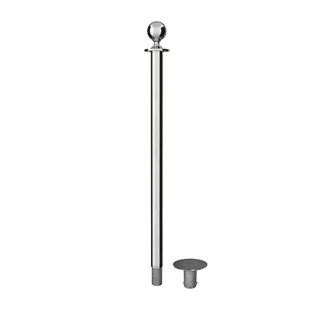 Montour Line Stanchion Post and Rope Removable Base Pol.Steel Post Ball Top SP400R-BA-PS